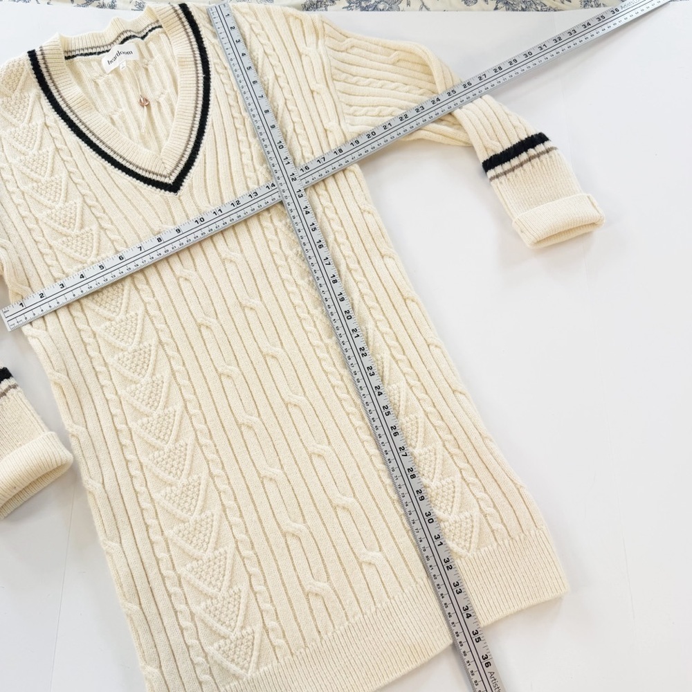 Heartloom Evereve Womens Large Odette Varsity Ivory Cableknit Sweater Dress - Picture 5 of 11